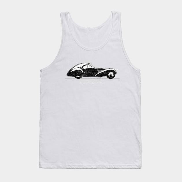 Bugatti Type 57 SC Atlantic 1936 - Black and White 02 Tank Top by SPJE Illustration Photography